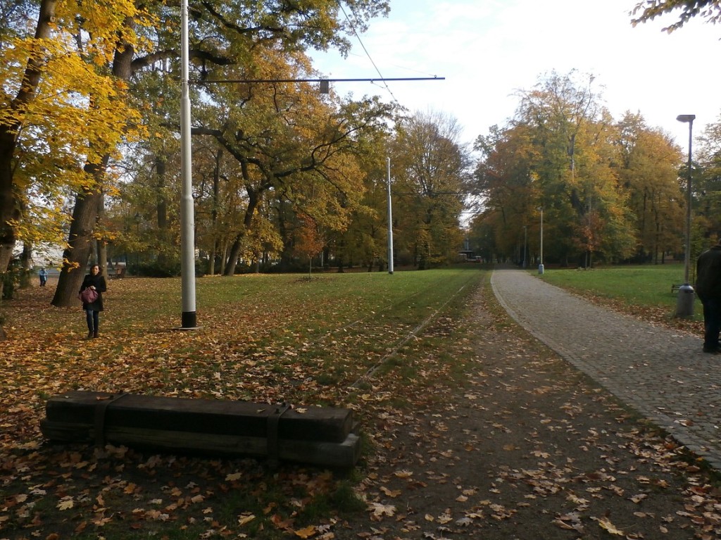 Pozůstatek tramvajové trati do Královské obory, které je stále provozuschopná.